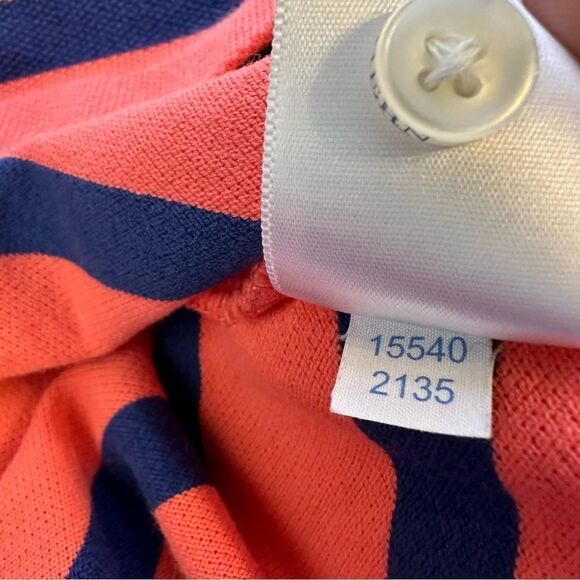 Southern Tide Skip Jack Orange and Navy Striped Short Sleeve Polo Size Large - Picture 5 of 8